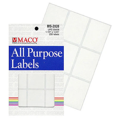 Rectangle Labels- 1 1/4" x 1 3/4"- White- 250/pack
