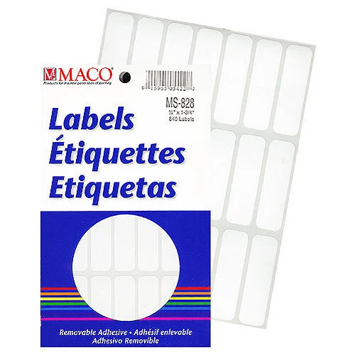 Rectangle Labels- 1/2" x 1 3/4"- White- 840/pack