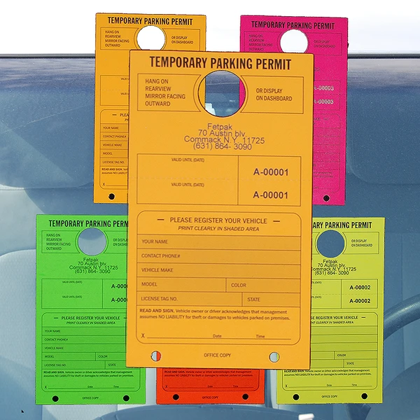 Temporary Parking Permit in Fluorescent Colors- 50/Pack