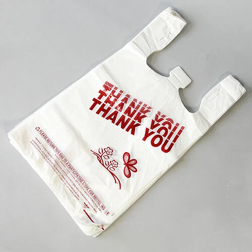 T-Shirt Bags- 11 1/2" x 6" x 21"- 13 mic. Printed Thank You- 1,000/case